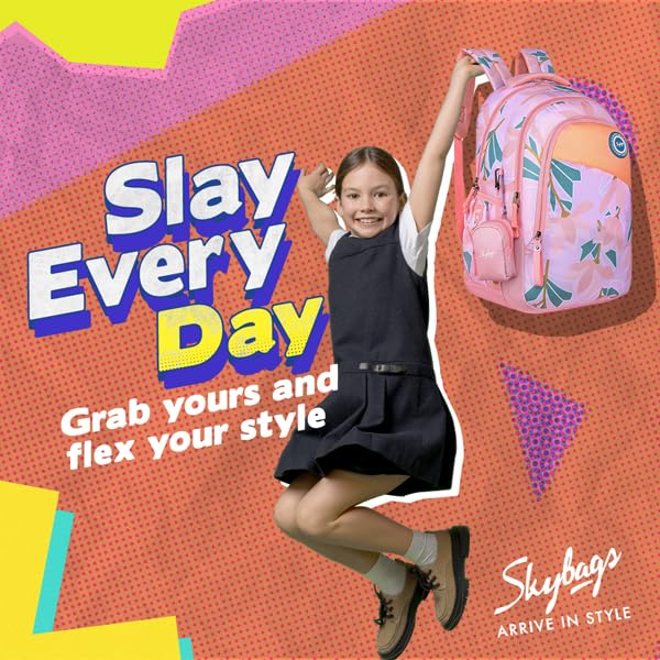 Skybags Bloom 30 Litres Pink School Bag For Girls, 3 Compartment - Image 2