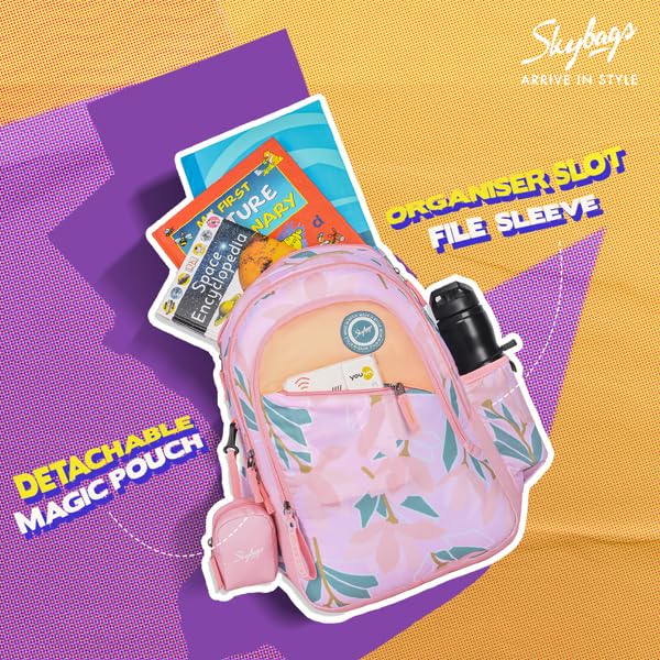 Skybags Bloom 30 Litres Pink School Bag For Girls, 3 Compartment - Image 4