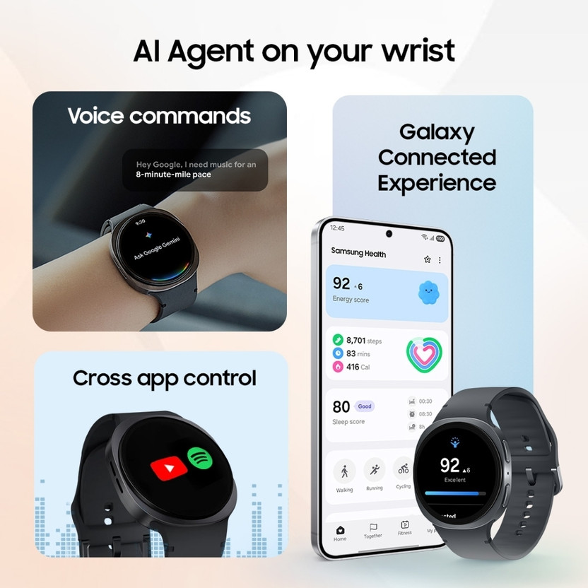 Samsung Galaxy Watch8 (44mm, Bluetooth) (White Strap, Large) - Image 3