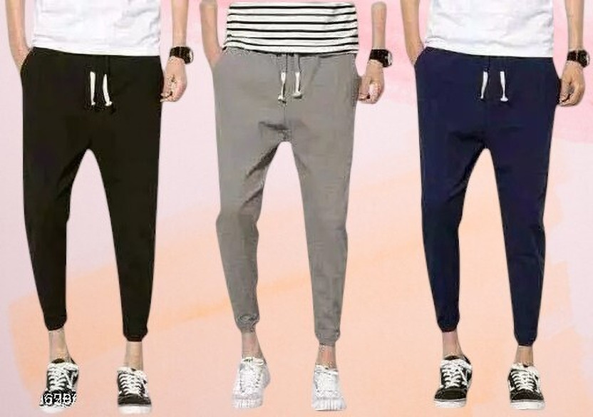 Go Devil Pack of 2 Men Solid Black, Beige Track Pants - Image 7