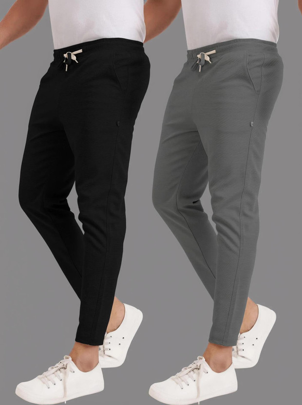 Go Devil Pack of 2 Men Solid Black, Beige Track Pants - Image 8