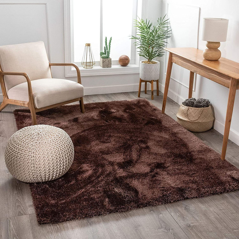 Shag Weaving 2 ft X 6 ft Polyester Carpet (Rectangle, Brown)