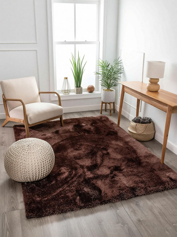 Shag Weaving 2 ft X 6 ft Polyester Carpet (Rectangle, Brown) - Image 3