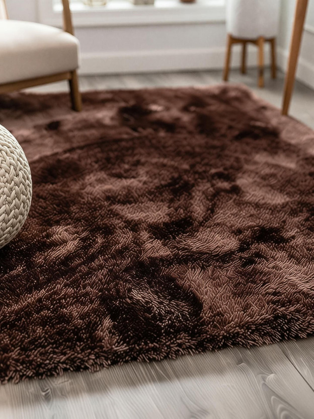 Shag Weaving 2 ft X 6 ft Polyester Carpet (Rectangle, Brown) - Image 5