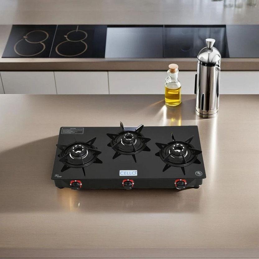 Cello Crowne 3 Burner Black
