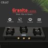 CELLO Black Pearl 3 Burner Toughened Glass Top Gas Stove, Brass B - Image 7
