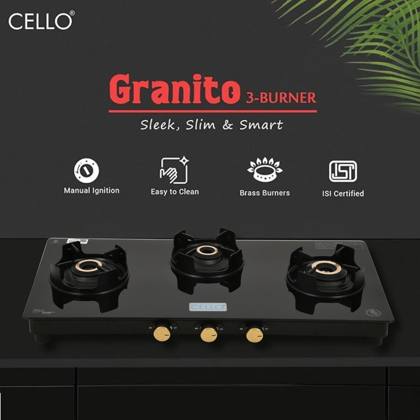 Cello Black Pearl 3 Burner