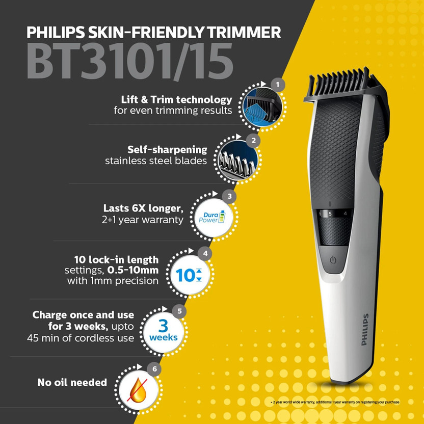 PHILIPS BT3101/15, Lift & Trim Tech, Effortless Even Trim Trimmer - Image 3