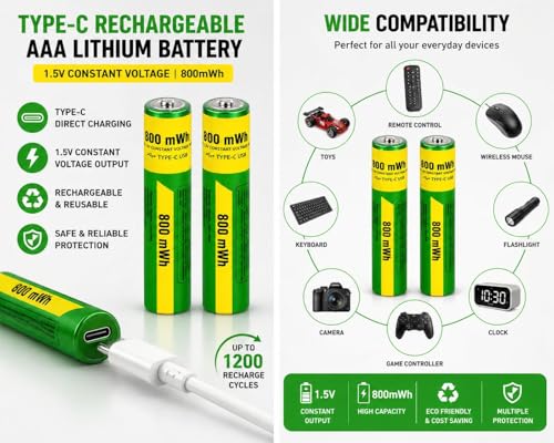 AAA Rechargeable Battery 800 mWh
