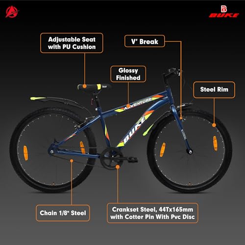 BUKE Adventure 27.5T: Glossy Blue MTB, Rigid Frame and V' Brake - Image 7
