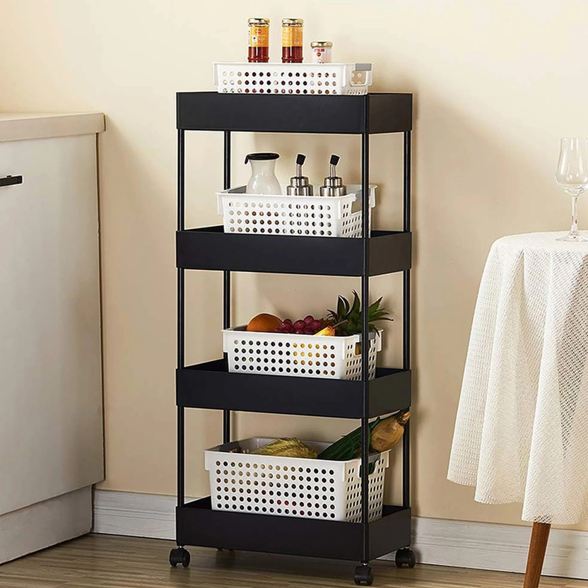 Shopixo Slim 4-Layer Rolling Storage Rack Kitchen Storage Organiz...more