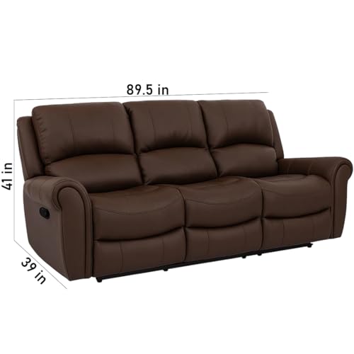 Furny 3 Seater Mario Leatherette Recliner Sofa Set (Brown) - Image 2