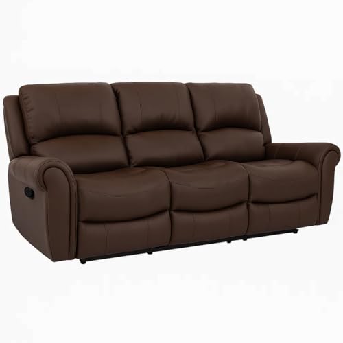Furny 3 Seater Mario Leatherette Recliner Sofa Set (Brown) - Image 3