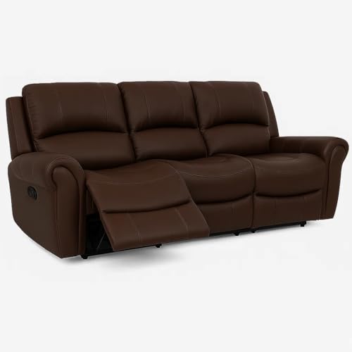 Furny 3 Seater Mario Leatherette Recliner Sofa Set (Brown) - Image 5