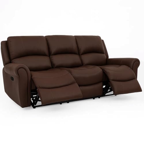 Furny 3 Seater Mario Leatherette Recliner Sofa Set (Brown) - Image 6