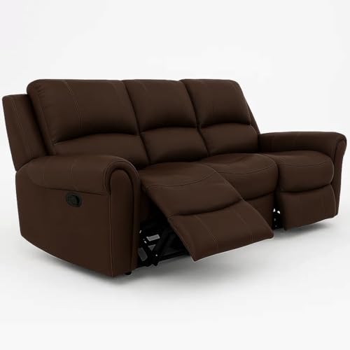 Furny 3 Seater Mario Leatherette Recliner Sofa Set (Brown) - Image 7