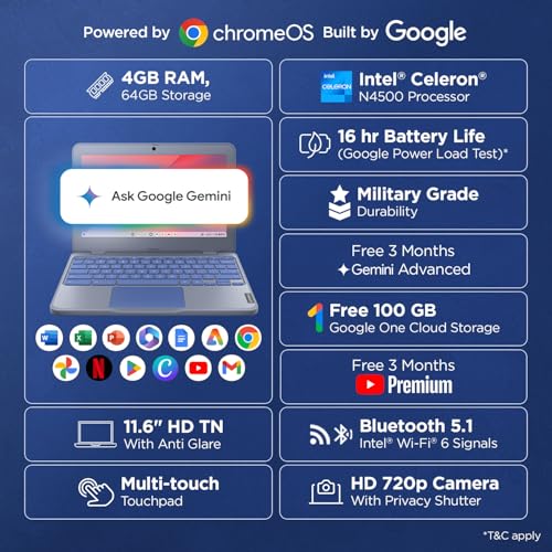 Lenovo Chromebook Intel Celeron N4500/HD