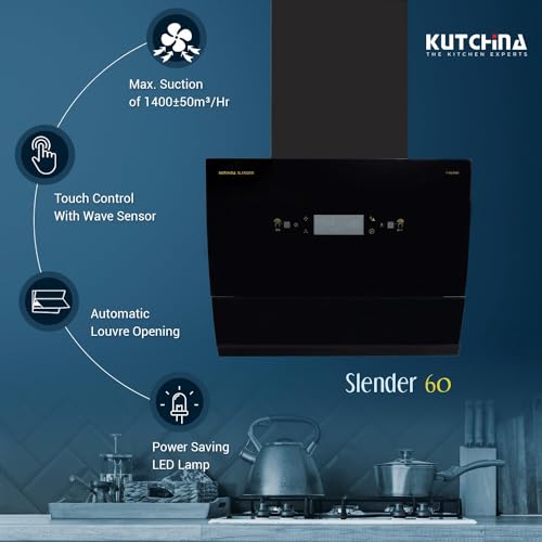 Kutchina SLENDER 60 Auto Clean Wall Mounted Chimney (Black 1450 CMH) - Image 2