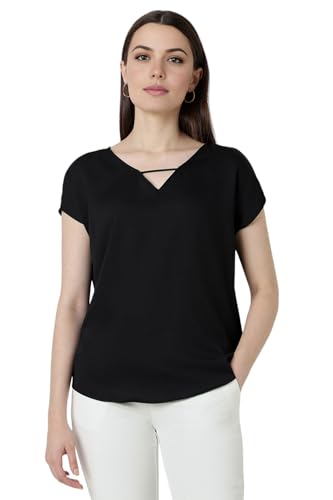 Van Heusen Women's Polyester Regular Fit V-Neck Formal Top