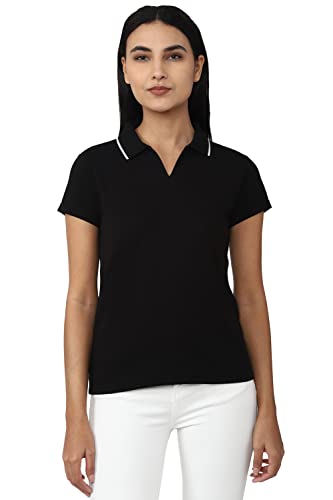 Van Heusen Women's 100% Cotton Half Sleeve Solid Polo Regular Fit T-Shirt