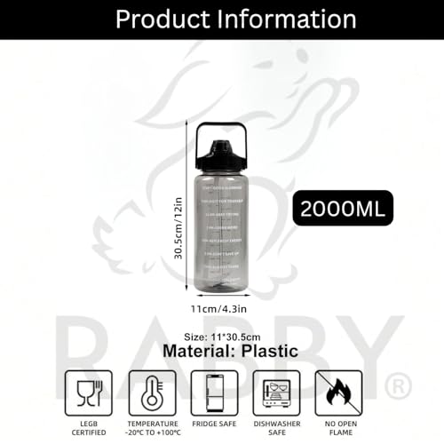 RABBY 2L Motivational Water Bottle