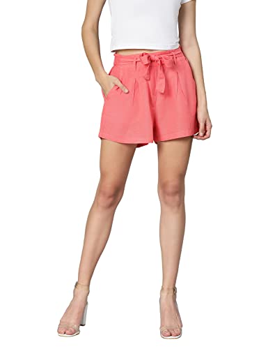 Oxolloxo Women Regular Fit Cotton Solid Casual Coral Shorts