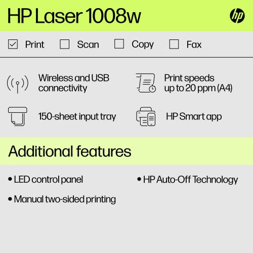 HP Laser 1008w Printer, Wireless