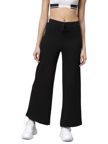 Hubberholme Women's Cotton Blend Regular Fit Wide Legs Track Pants