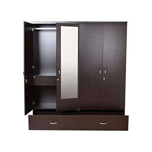 HomeTown Utsav Engineered Wood 4 Door Wardrobe in Wenge Colour - Image 4
