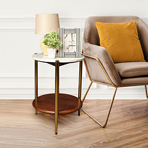 HomeTown Amira Metal Side Table in Walnut Colour