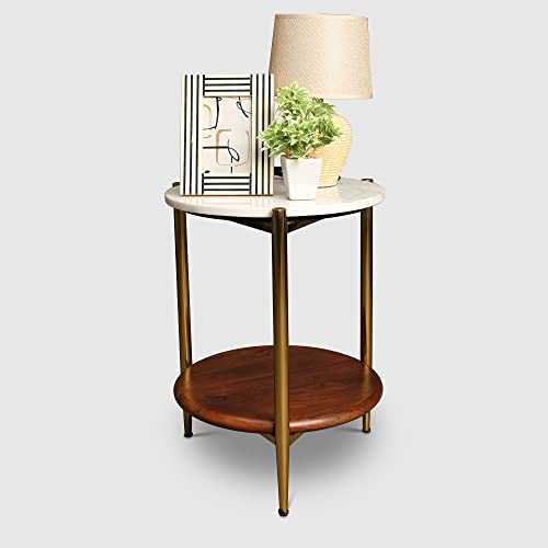 HomeTown Amira Metal Side Table in Walnut Colour - Image 2