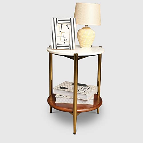 HomeTown Amira Metal Side Table in Walnut Colour - Image 3