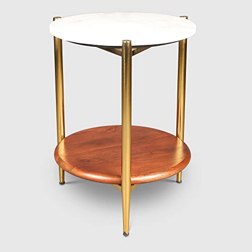 HomeTown Amira Metal Side Table in Walnut Colour - Image 4