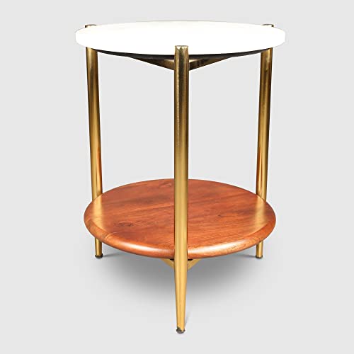 HomeTown Amira Metal Side Table in Walnut Colour - Image 5
