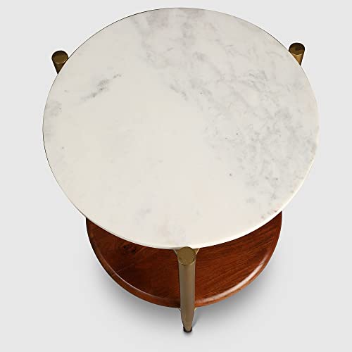 HomeTown Amira Metal Side Table in Walnut Colour - Image 6