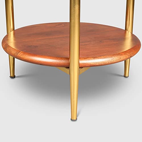 HomeTown Amira Metal Side Table in Walnut Colour - Image 7