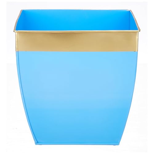Amazon Basics Metal Planters | for Indoor Outdoor Décor (Blue)