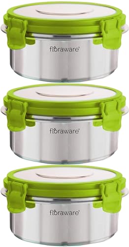 Floraware FL SS Round Lunch Box 500ML Set of 3 Green