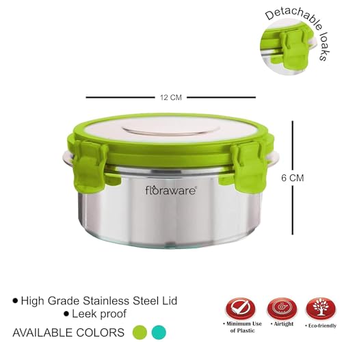 Floraware FL SS Round Lunch Box 500ML Set of 3 Green - Image 5