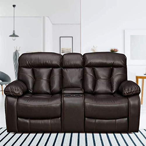 FURNY Porch 2 Seater Premium Leatherette Recliner Sofa Set with Storage (Brown)