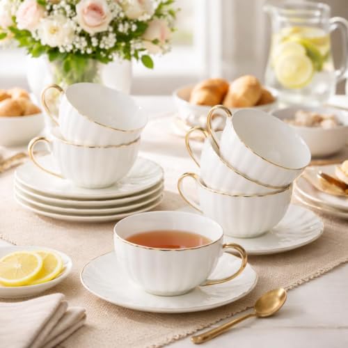 White Tea Cups and Saucers