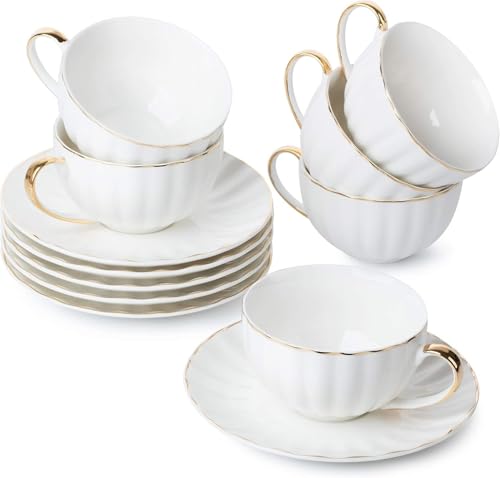 White Tea Cups and Saucers