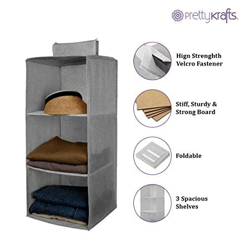 PrettyKrafts 3-Shelf Hanging Wardrobe Organiser