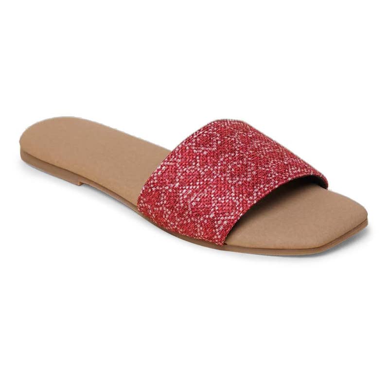 ZOUK Womens Shimla Freesia Casual Flats RedFlat Sandal - Image 2