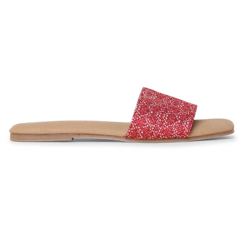 ZOUK Womens Shimla Freesia Casual Flats RedFlat Sandal - Image 3