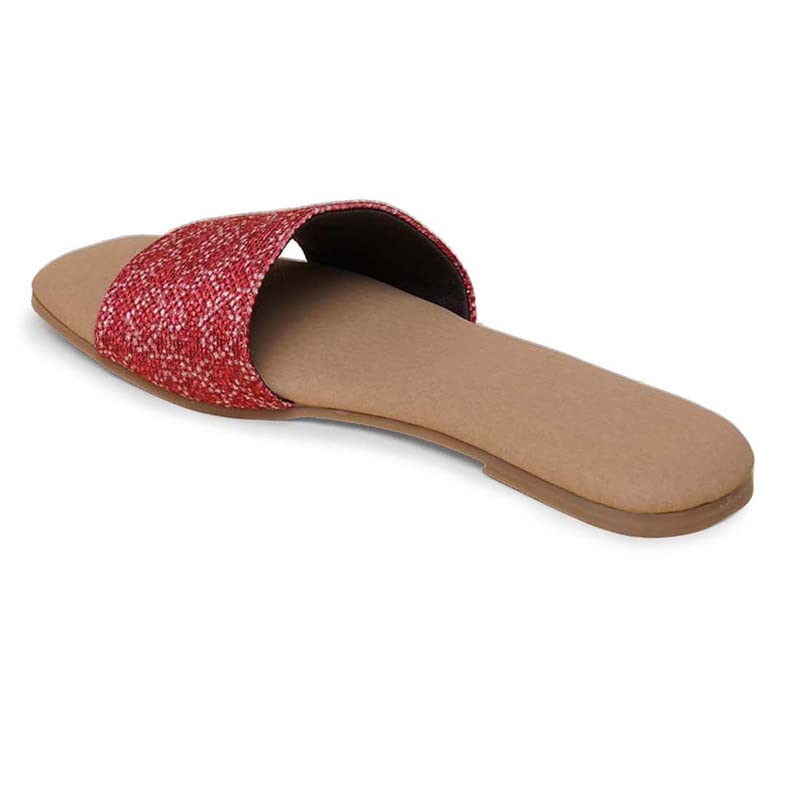 ZOUK Womens Shimla Freesia Casual Flats RedFlat Sandal - Image 4