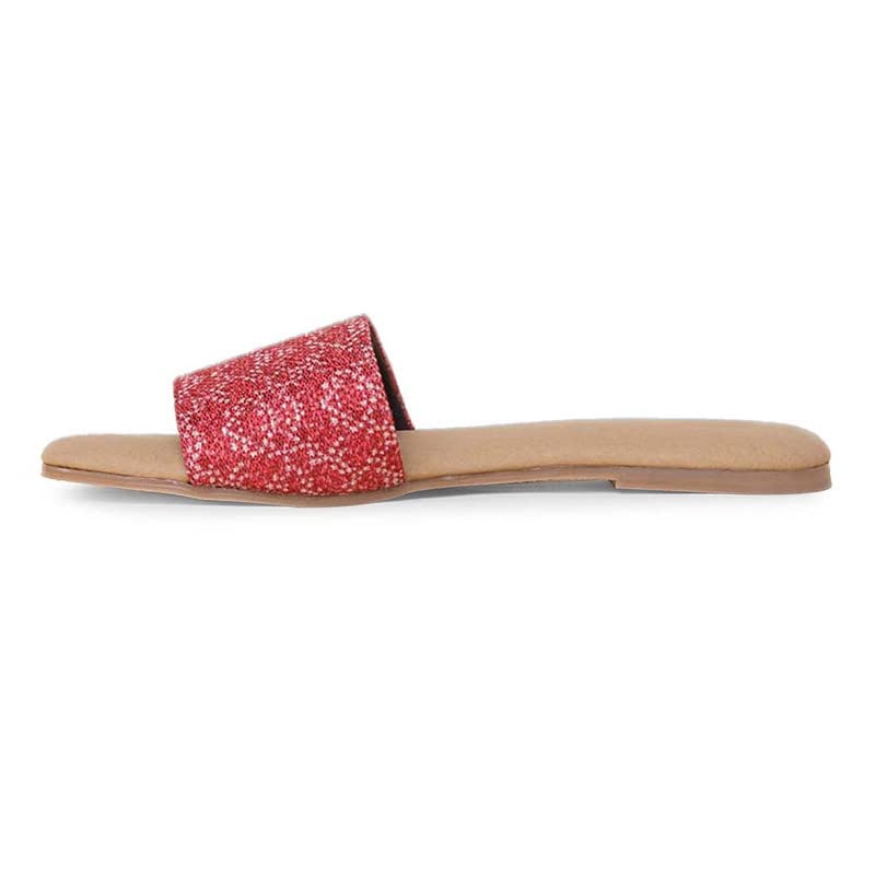 ZOUK Womens Shimla Freesia Casual Flats RedFlat Sandal - Image 5