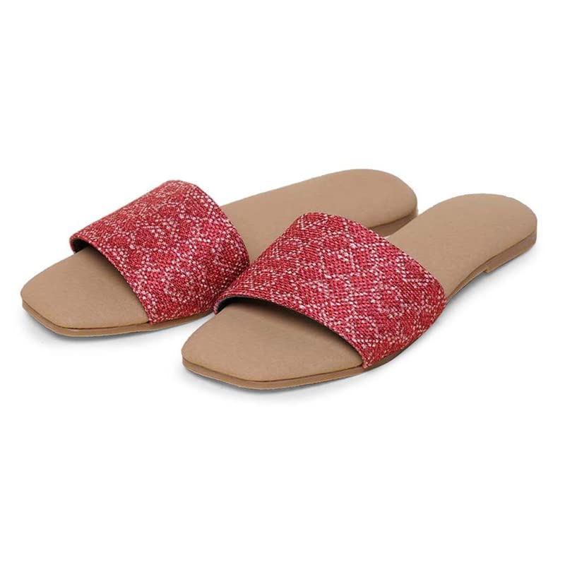 ZOUK Womens Shimla Freesia Casual Flats RedFlat Sandal - Image 6