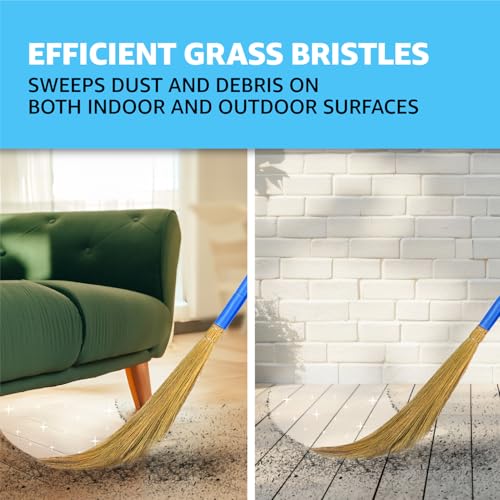 Amazon Brand - Presto! Floor Grass Broom | Pack of 1, Blue - Image 4
