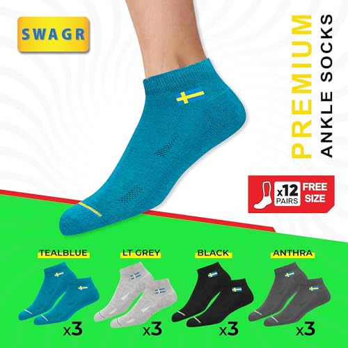 SWAGR 12 Pairs Solid Cotton